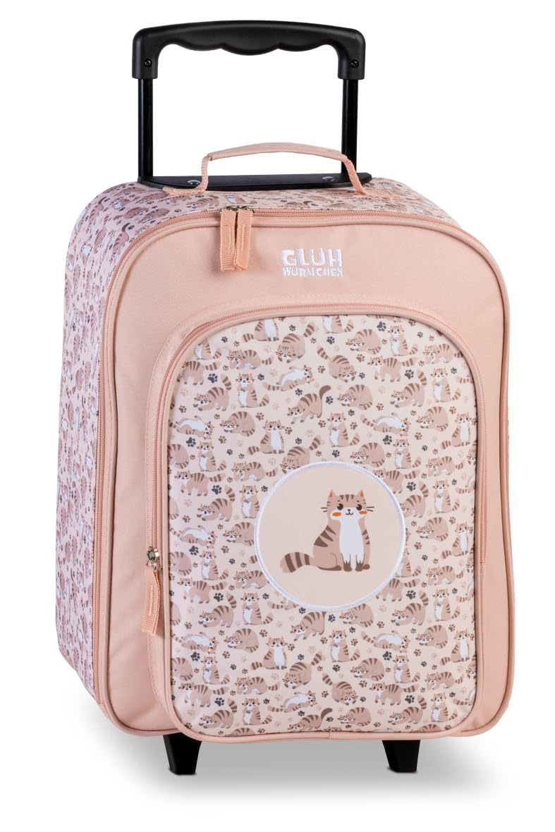 Ragusa-Trade Katze Kätzchen Cat Kinder Trolley Kinderkoffer Weichgepäck Polyester 42 x 32 x 16/21 cm - verstellbare und fixierbare Teleskopstange, rosa