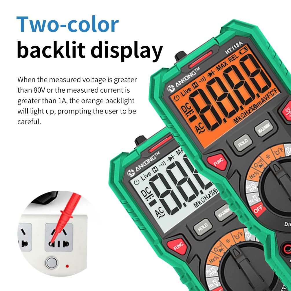 TRMS Digital Multimeter - Fast Accurate Voltage Current Resistance Diodes & Continuity Measurements - 6000 Counts, Auto-Ranging - Ideal for Automotive & Overhead Lines - Includes Duty-Cycle Cap