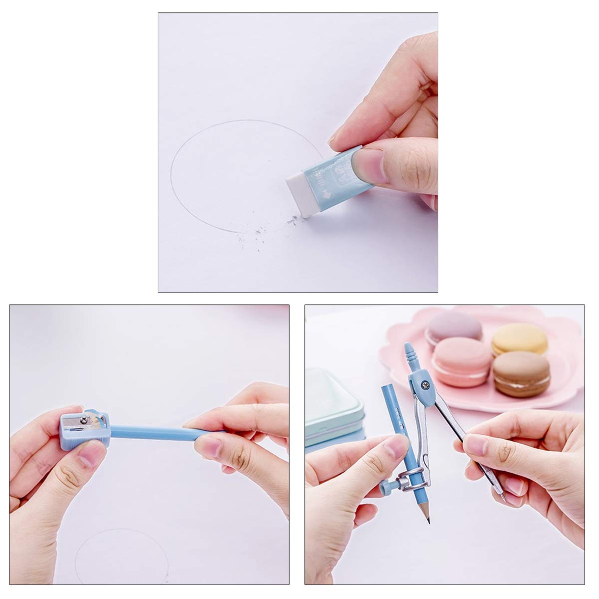 La Haute Drawing Compass Geometry Tools 7PCS disegno righello set Compass Goniometri Square set Misura unica Black