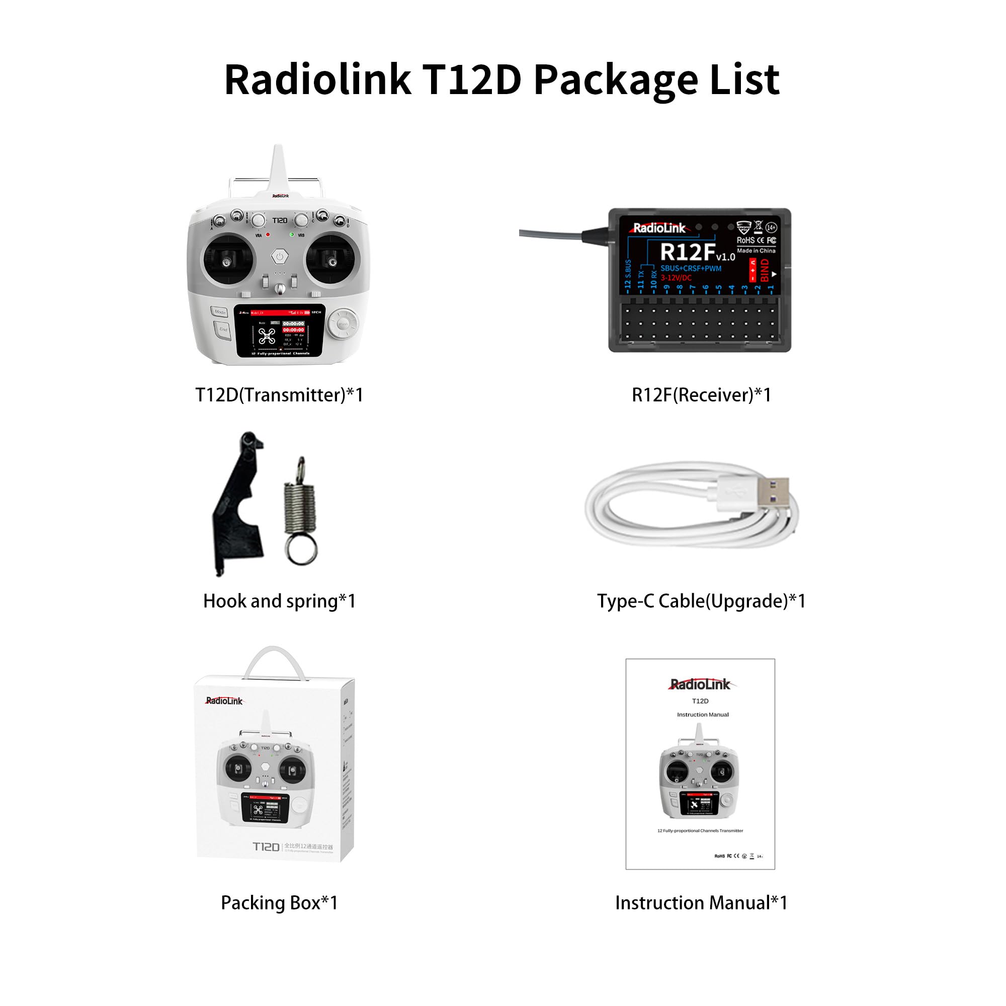 Amazon.com: Radiolink T12D 12CH 2.4G RC Transmitter R12F