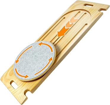 Wooden Slide Transfer Board with Track & Rotating Turntable