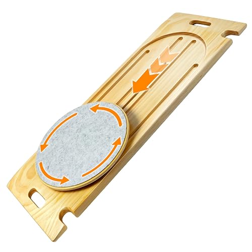 Wooden Slide Transfer Board with Track & Rotating Turntable – Sliding Board for Seniors & Disabled, 500 lb Capacity Wheelchair Transfer Aid for Bed, Car, Toilet & Tub (31.1” x 11.4” x 0.78”)