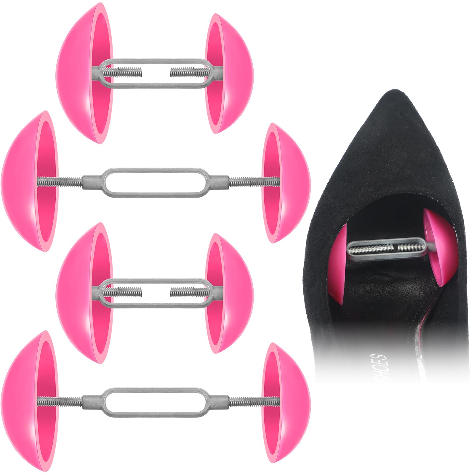 2 Pairs Mini Shoe Stretchers Women Wide Feet Expander Widener Non Slip Shoe Trees for Women Men Shoes High Heel Adjustable(Pink)