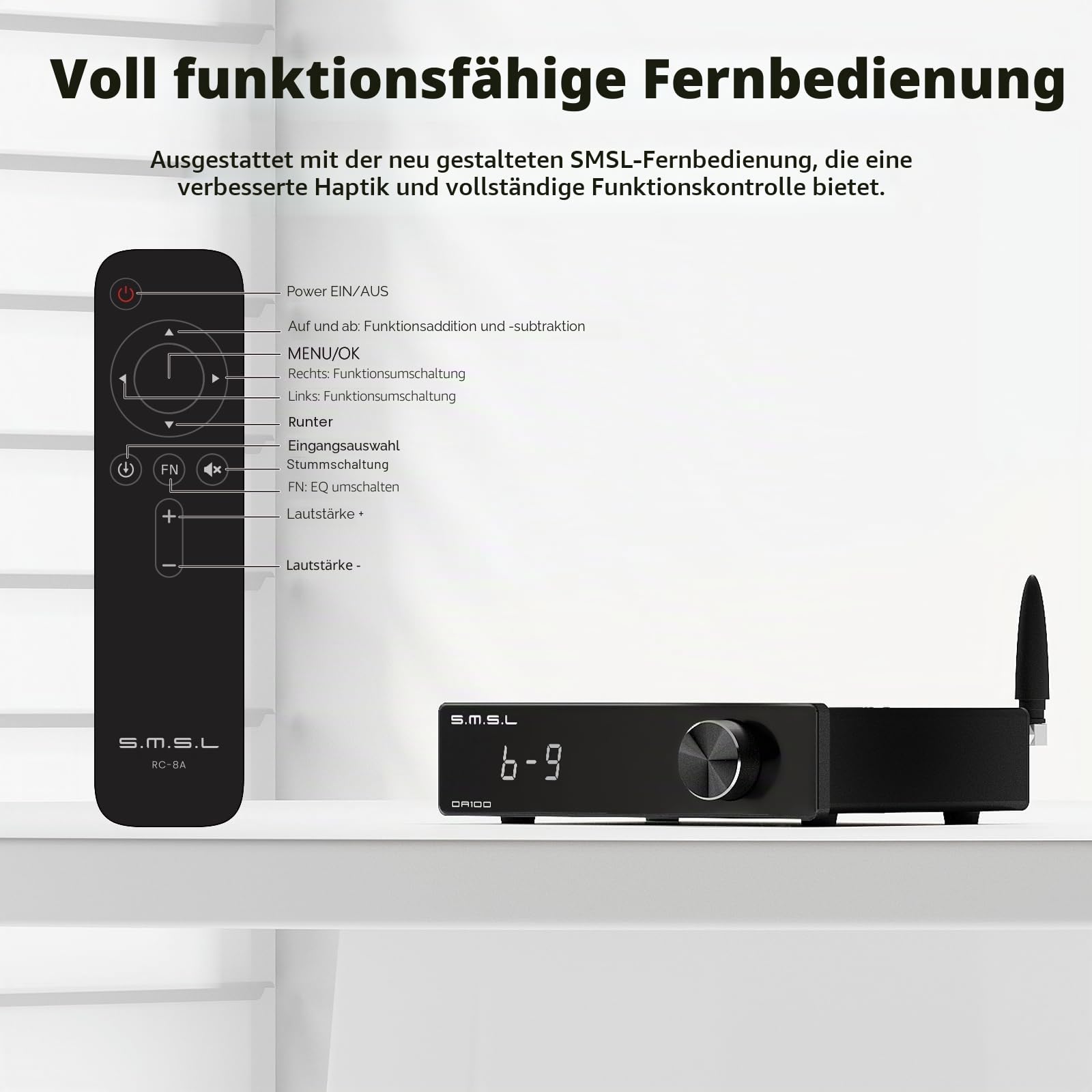 SMSL DA100 Leistungsverstärker 100W TI TAS5827 *2 Class-D-Verstärker Hoch-/Tiefpass 2.1 Subwoofer Bluetooth 5.3 Elektronische Lautstärkeregelung Stereo-Verstärker BT/USB/HDMI (ARC)/Optisch/Line-In