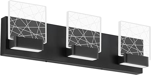 Aipsun Luz de tocador negra moderna LED baño vanidad accesorios de iluminación 3 luz de pared LED de baño 6000 K