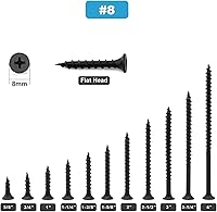 Vista 30 de Tornillo de madera #8 x 3/4 pulgadas 100 piezas, recubierto de fosfato negro, acero inoxidable, cabeza plana, cola de milano, autorroscante, rápido