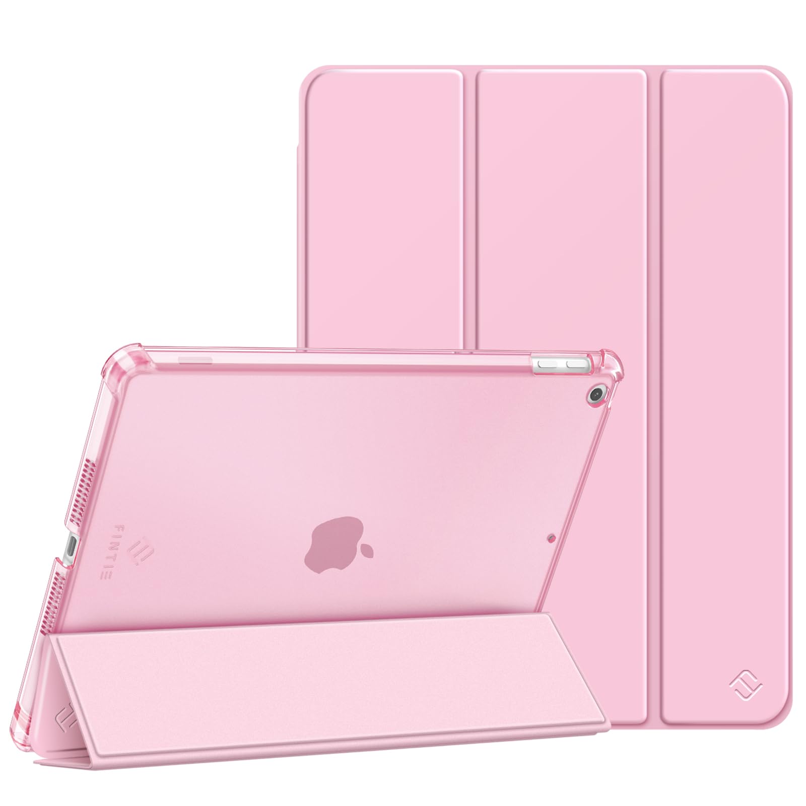 Fintie Hülle für iPad 9. Generation 2021/8. Gen 2020/7. Gen 2019 10.2 Zoll mit Stifthalter, ultradünne leichte Schutzhülle mit transparenter Rückseite und Auto Schlaf/Wach Funktion, Rosa