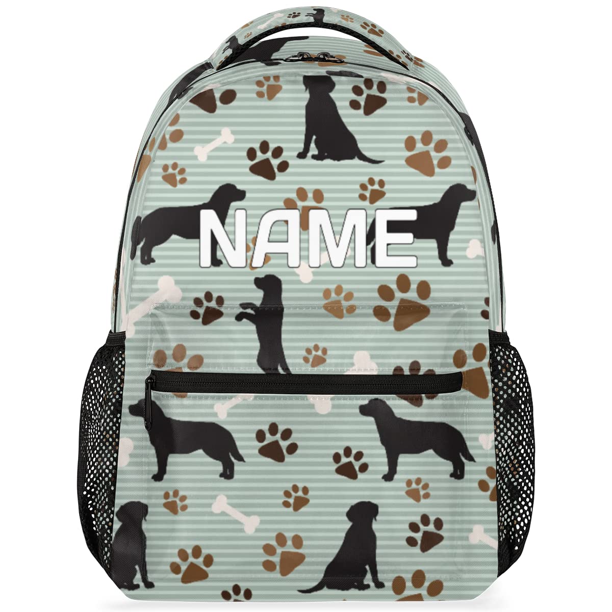 OMFUNS Cute Dog Puppy Custom Backpack for Kids Boys Girls Paw Print Personalized School Bookbag for College Elementary Middle School Bag Casual