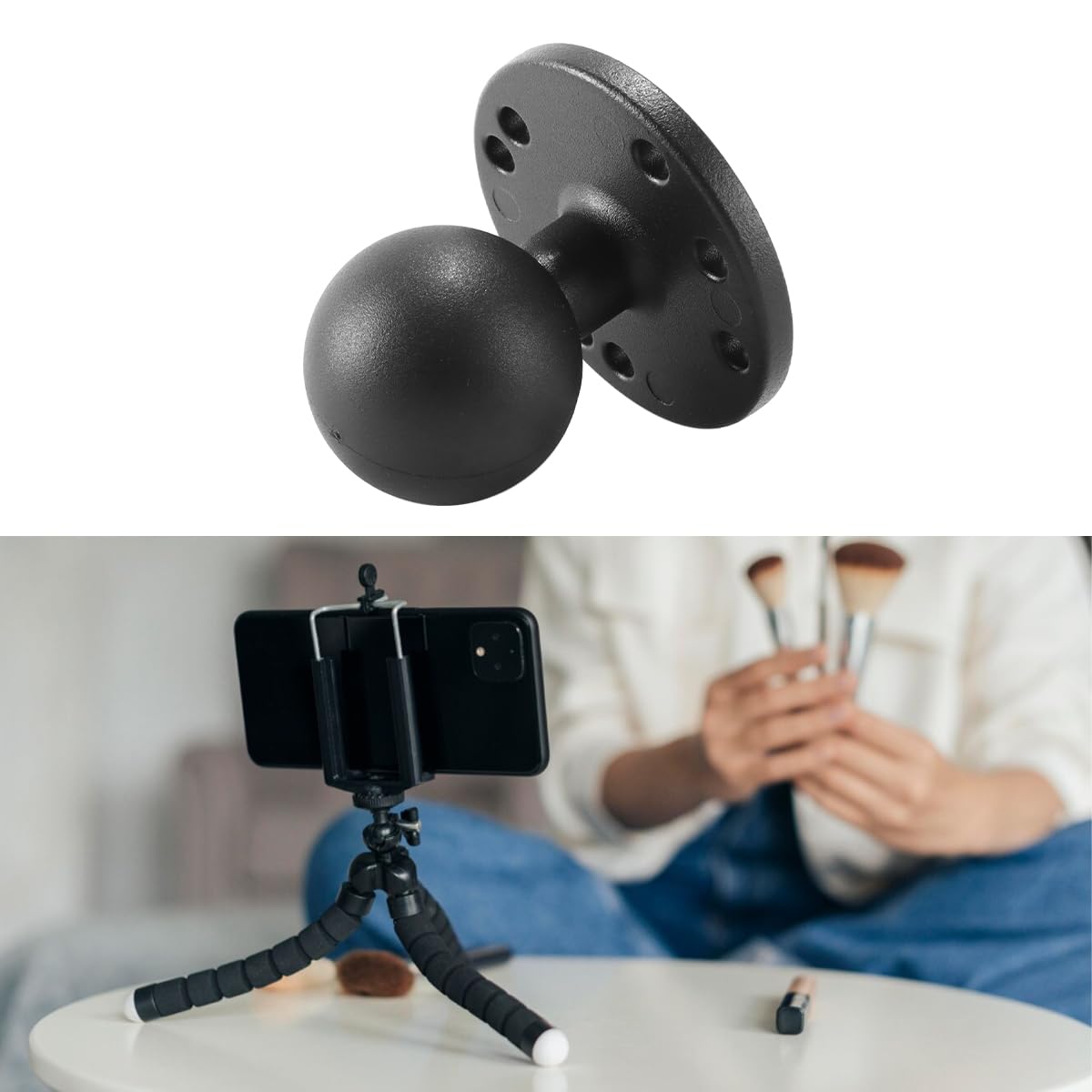 Ludom Support de boule de 38 mm en alliage d'aluminium de taille C, compatible avec les supports industriels et agricoles, les sondeurs et les supports de tuyaux.