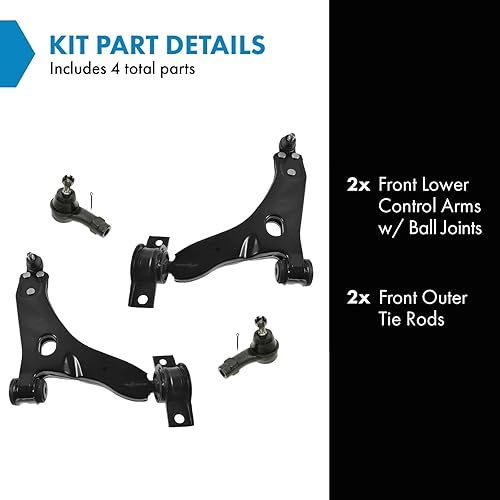 Kit de dirección delantera y suspensión brazo de control con barra de acoplamiento de rótula compatible con Ford Focus 2000-2004
