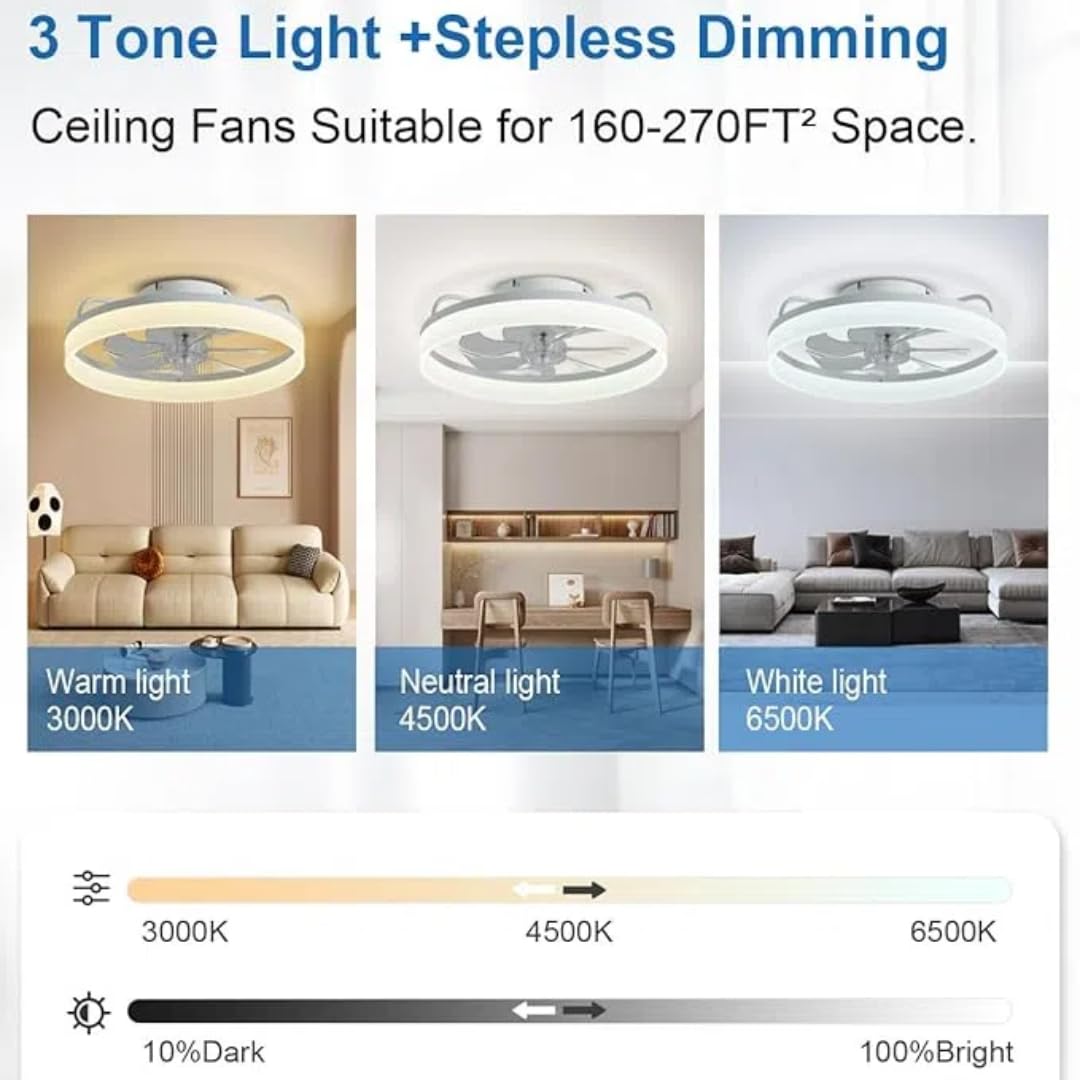 Wentylator sufitowy z oświetleniem, 48 W, 220 V, ściemniana, lampa sufitowa z pilotem zdalnego sterowania i aplikacją, 6 prędkości, z wentylatorem, timerem, do sypialni, salonu, czarny (biały
