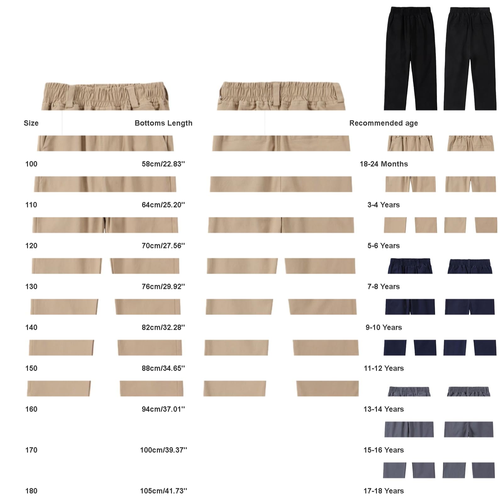 WINWUQB - Pantaloni da scuola per ragazzi, gamba dritta, pantaloni chino