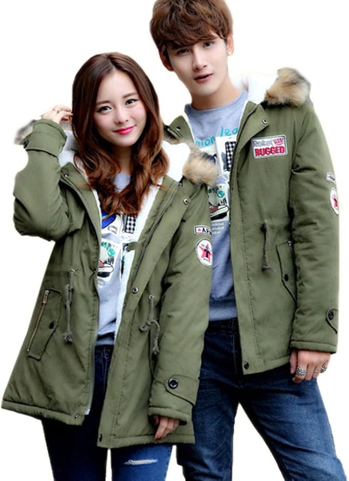 Amazon ミリタリージャケット ペアカップル 中綿コート メンズ レディース ボアジャケット ロング モッズコート 綿 厚手 裏起毛 大きいサイズ あったか 防寒 スリム ダウンコート 男女兼用 コート ジャケット 通販