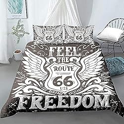 Rutes Hogar Edredones Juego De Funda Nórdica,Conjunto De Ropa De Cama Moderno 3D American Ruta Queen Tamaño De La Cubierta Del Edredón Set 2/3Pcs Almohada Ropa De Cama Decoración De Navidad Para El Dormitorio Del Hoga