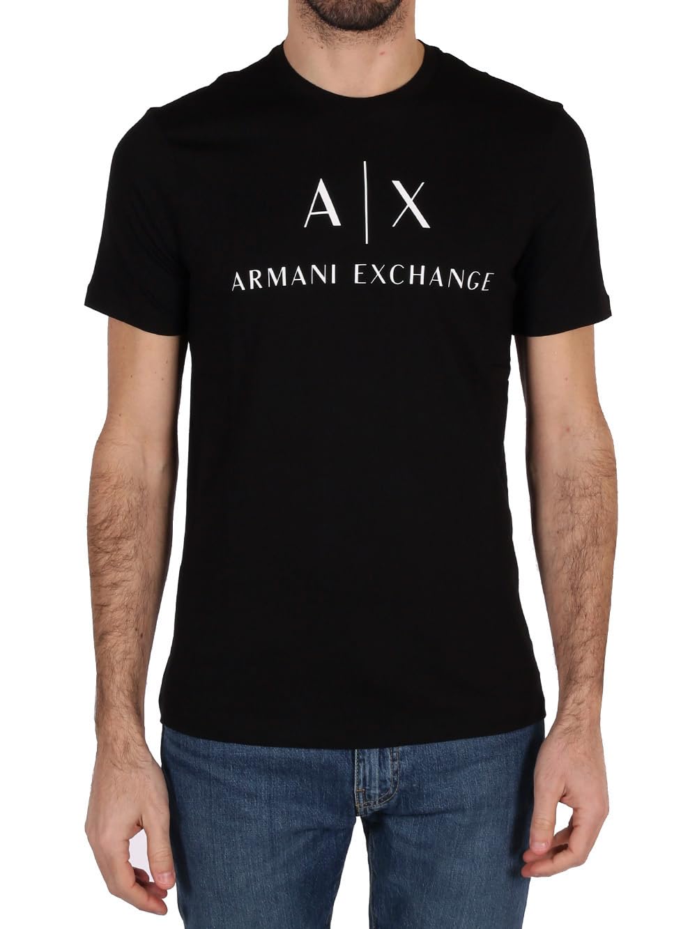 Armani Exchange Men's Classic Crew Logo Tee T Shirt, Black, X-Large
