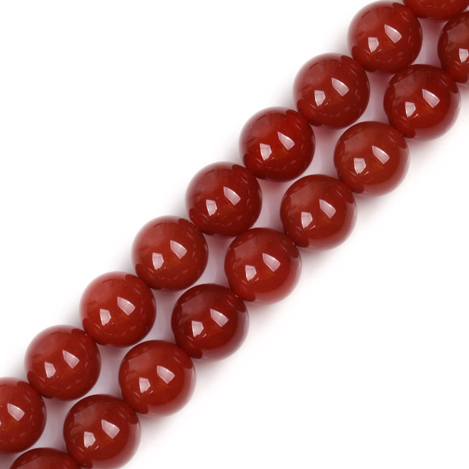 Gem-Inside Natural Red Agate Stone 14mm Round Beads for Jewellery Making Strand 15" 26 pcs Beaded Semi Precious Gemstone DIY Handmade Craft Supplies — image 1