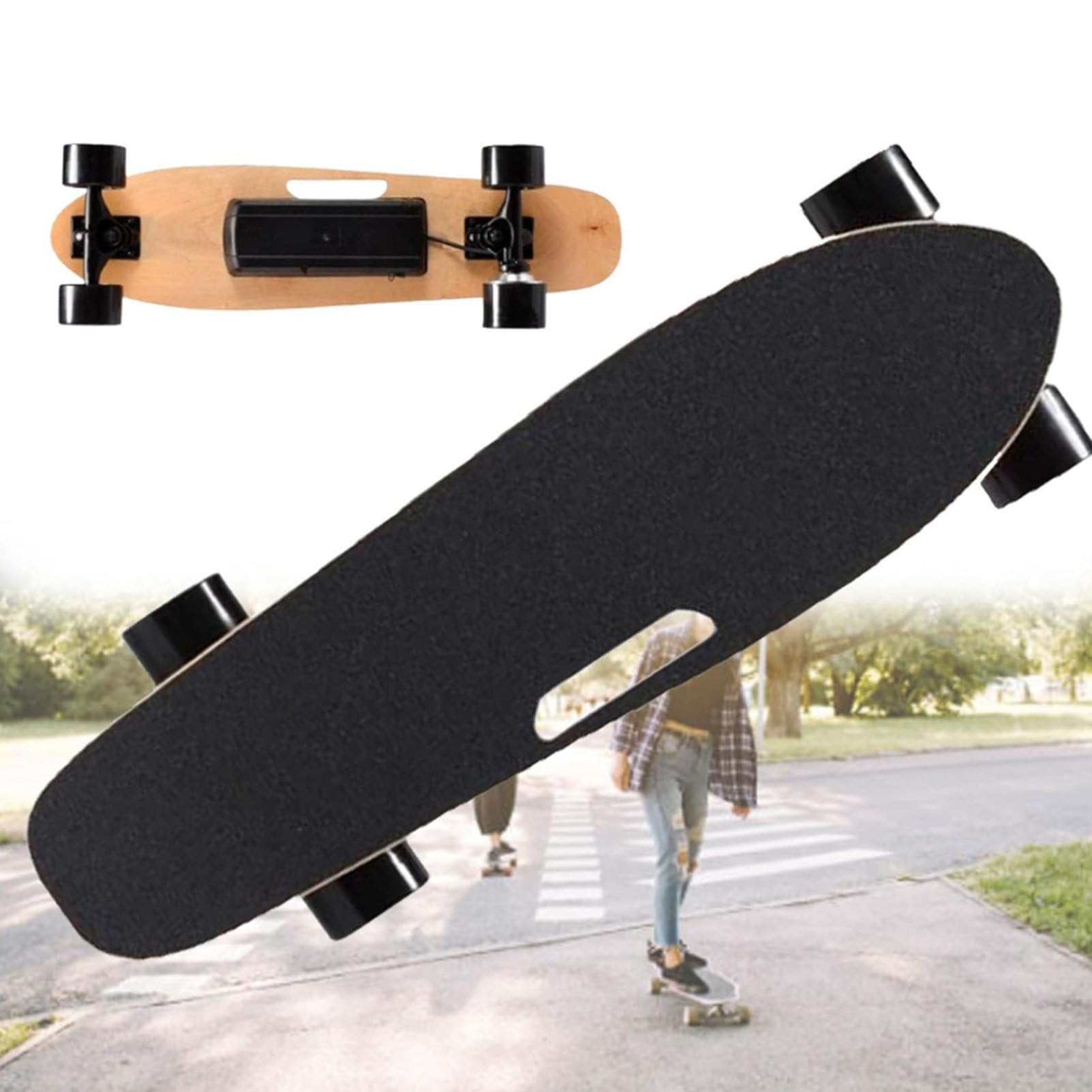 Skateboard électrique avec télécommande, Moteur sans balais de 350 W, Vitesse maximale de 22 km/h, Longboard électrique pour Adultes et Adolescents, 3 Vitesses réglables