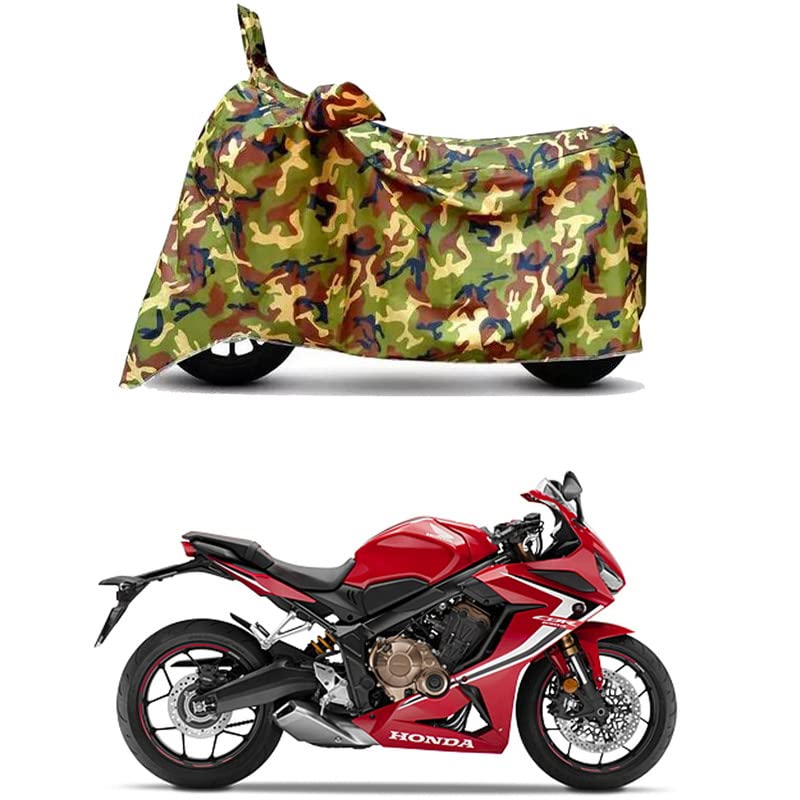 Image of Waterproof 100% PVC Coated Full Bike Scooty Two Wheeler Body Cover Compatible for Honda CB650R /UV-Rays /Heat Protection /Birds Dropping /Scratchproof /Dust Proof /All Varients[6X6 Jungle Print]