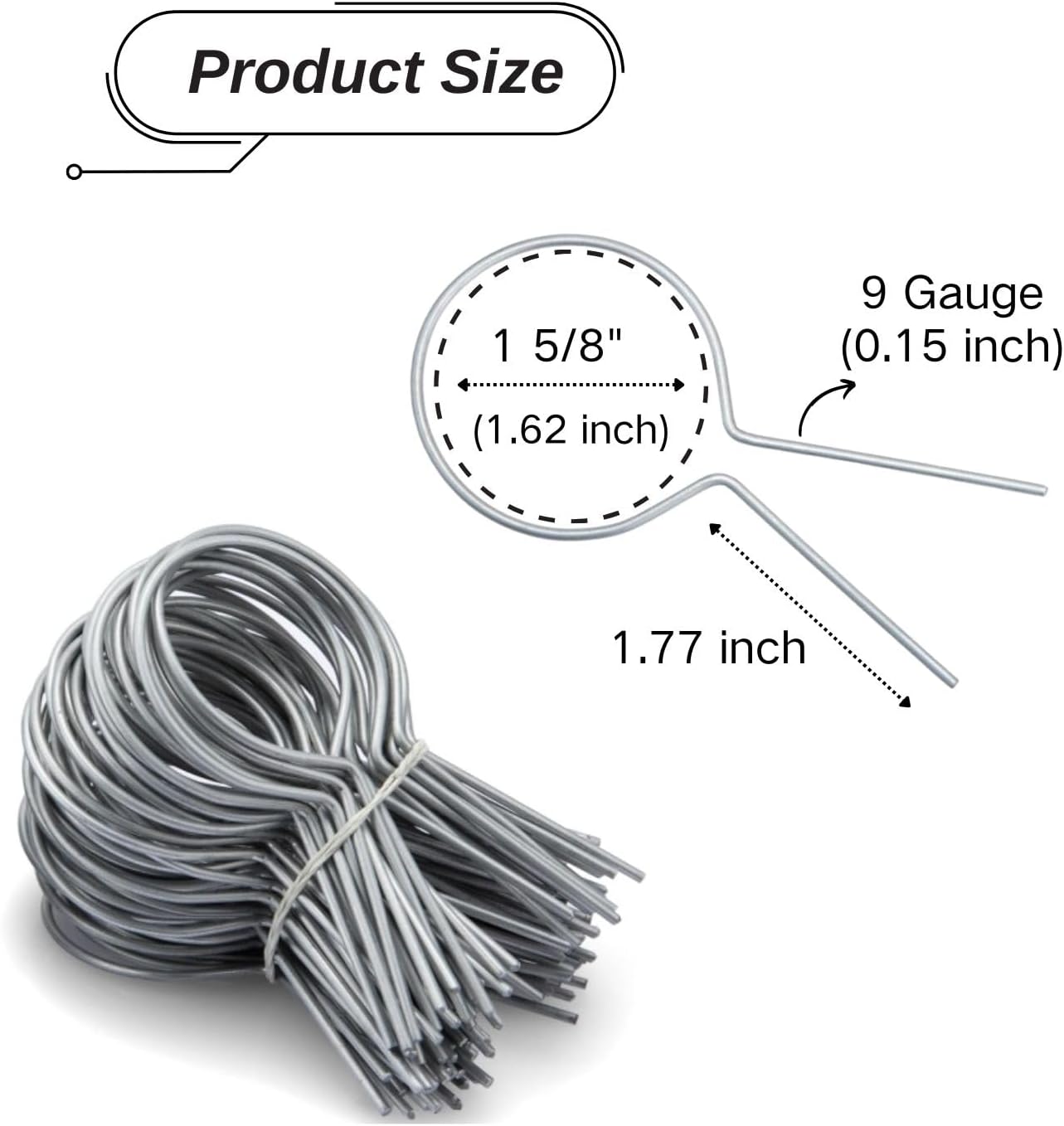 150 Pack - 1 5/8" Chain Link Fence Ties 9 Gauge Galvanized Steel Twist for Securing Fences on Farms/Ranches/Gardens