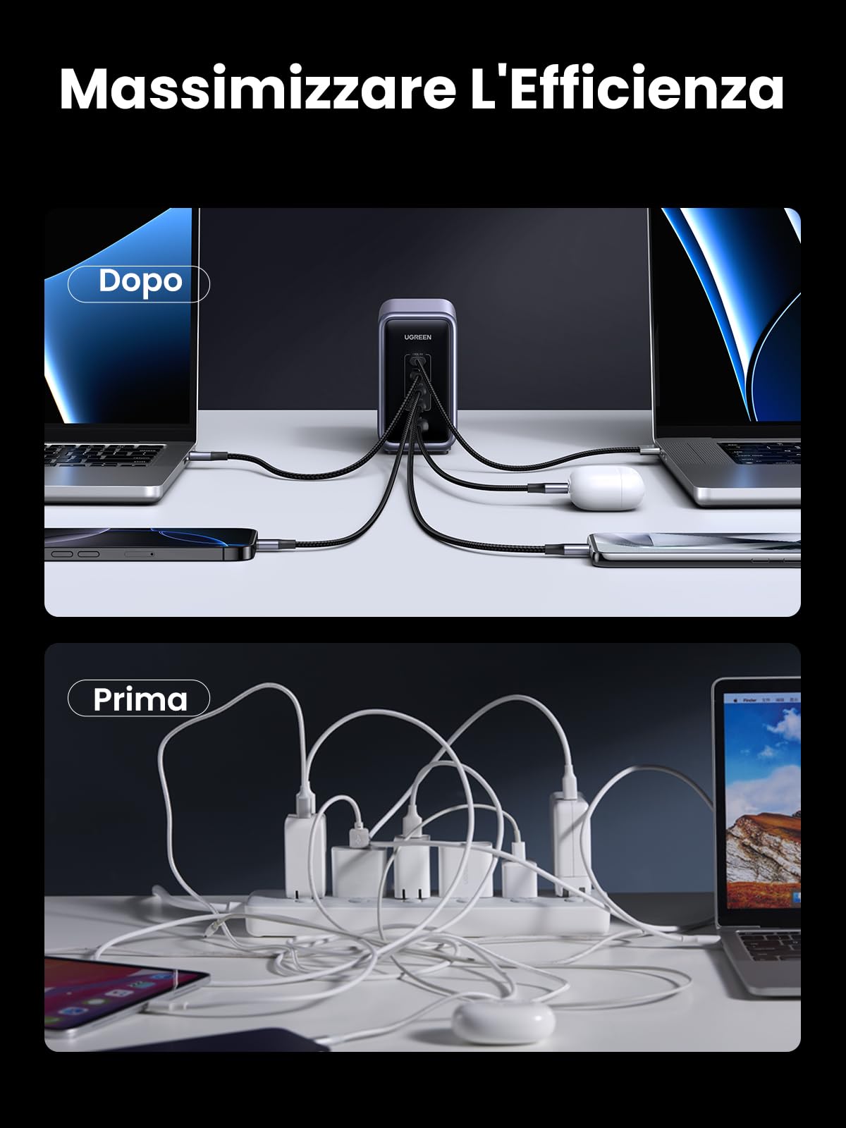 UGREEN Nexode 300W Caricatore USB C PD 3.1 con 240W Cavo 1.5M | Allimentatore a Porta Singola da 140W Compatibile MacBook iPhone 17 Pro Max Air iPad PPS 45W Galaxy S26 Pixel Steam Deck