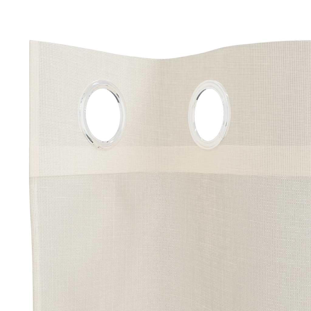 Voile Vorhänge mit Ösen 2er Set Creme 140x245 cm 8 Ösen pro Schal 6 cm Ösendurchmesser Sichtschutz für Fenster Deko Raumteiler Sonnenschutz