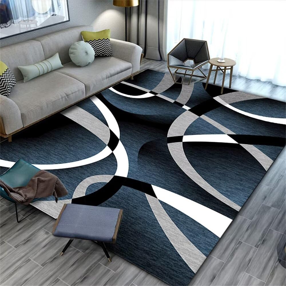 Tapis de chambre facile d'entretien bleu et lavable 140x200