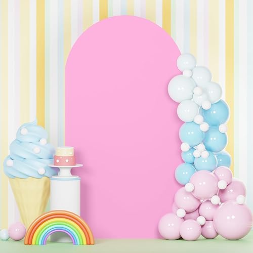 PATYDEST Cubierta de arco de boda de 6 x 2.6 pies, cubierta de fondo de arco rosa para soporte superior redondo, marco de arco de Chiara de 2 lados,