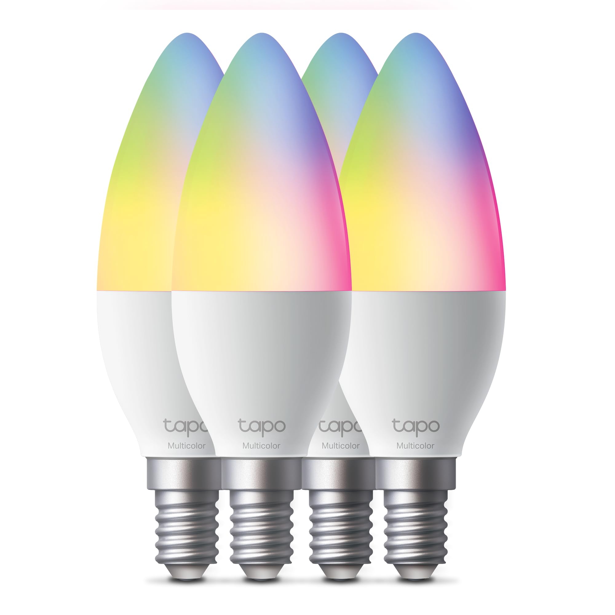 Tapo Tapo L430C(4-pack) Smarte WLAN Glühbirne E14, 470 Lumen, 16 Mio. Farben, dimmbar, Zeitplan & Timer, Energieüberwachung, Kompatibel mit Alexa, Google Assistant und Samsung SmartThings