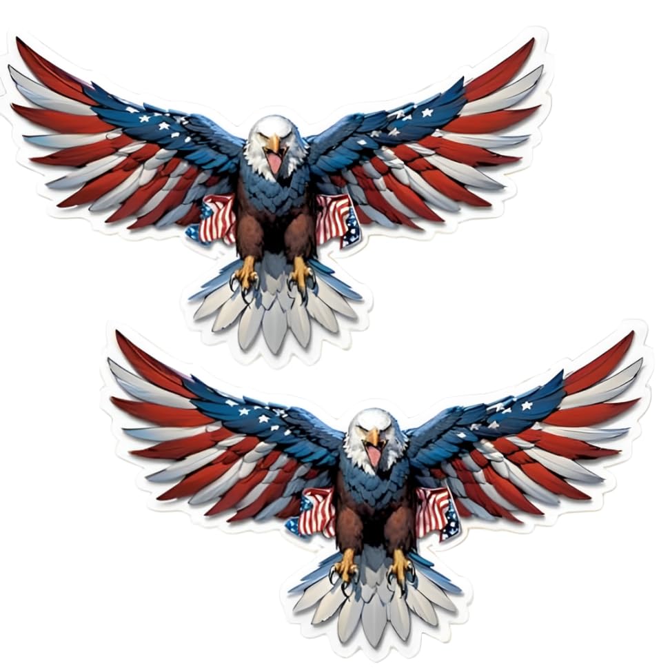Image of American Flag Eagle Stickers, 6 x 3.5 Inches Pack of 2