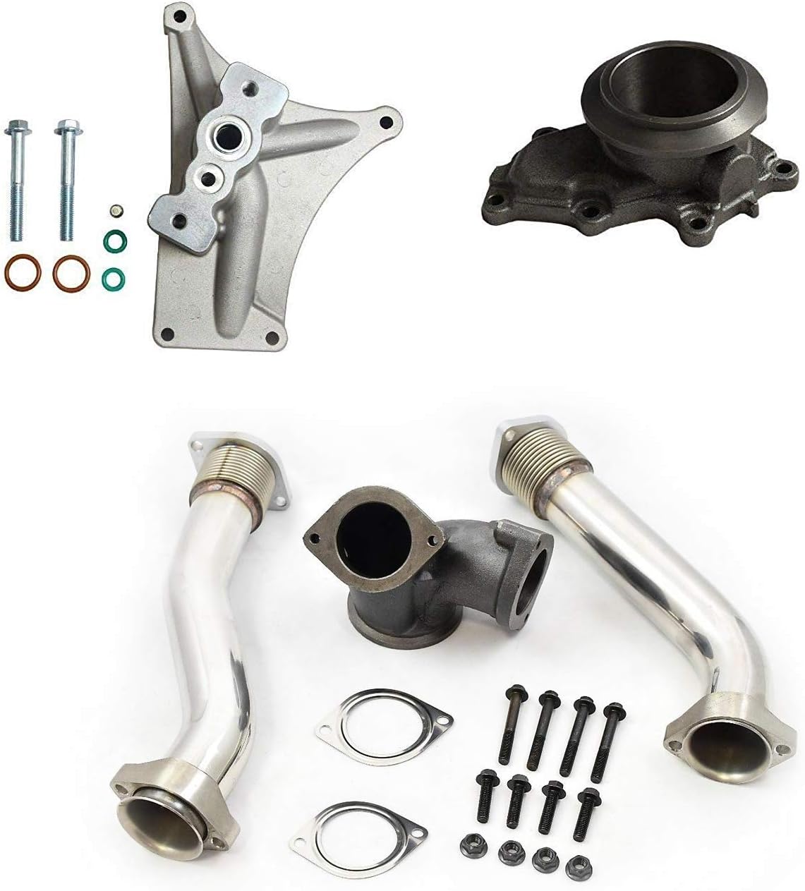 GXP Bellowed Up Pipe Kit with NON-EBPV Pedestal & Exhaust Housing Compatible with 1999.5-2003 Ford 7.3L Powerstroke Diesel