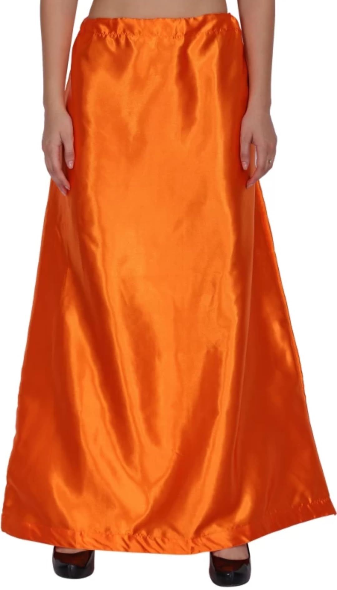Orange Colour Satin Petticoat for Women| Orange Colour Satin Saree Shapewear or Underskirt or Saya for Girls or Women-picture-11