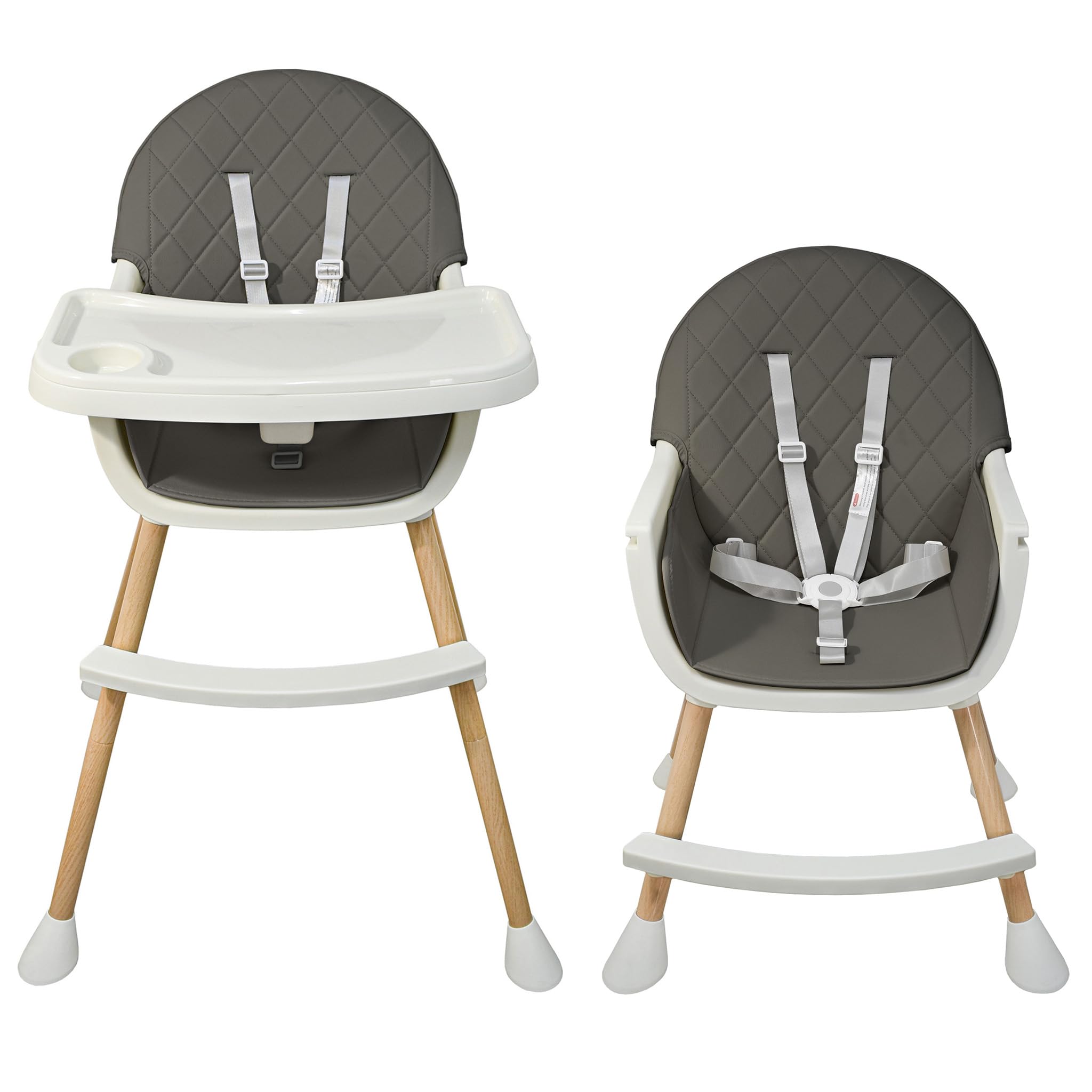 ALMAR Baby Trona para bebe gris convertible en silla 2 en 1 con asiento acolchado y bandeja trona para comer evolutiva de 6 a 36 meses