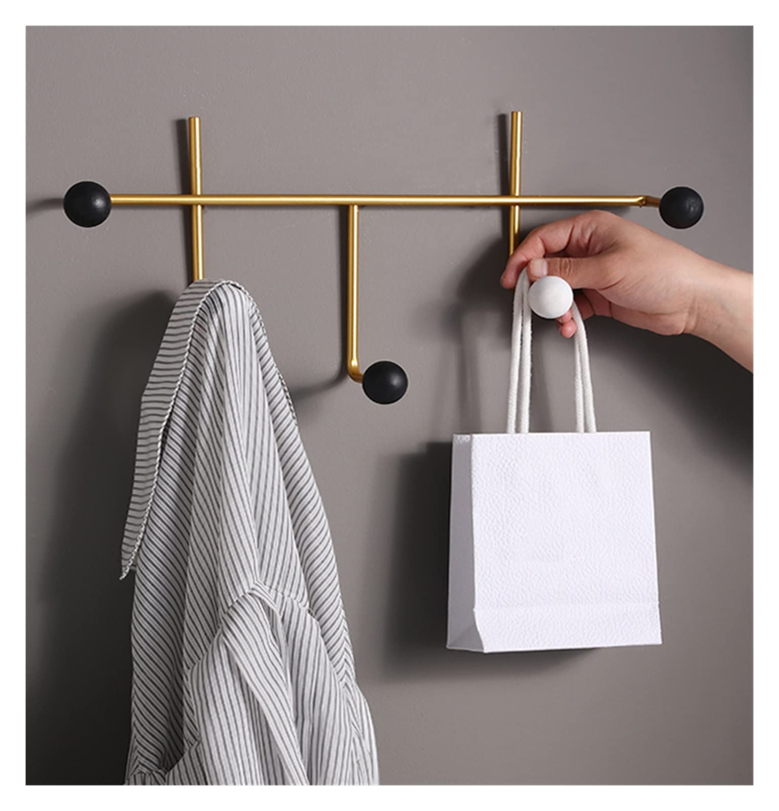 Crochets Muraux pour Manteaux, Patères pour Porte-Manteaux Muraux, pour Suspendre Chapeaux, Serviettes, Vêtements, Barre À Crochets avec 5 Cintres Ronds, Porte-
