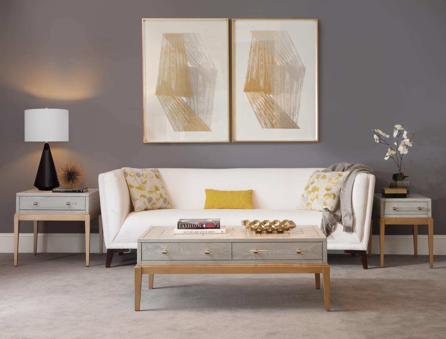 Amazon.com: Bassett Mirror Perrine Rect End, Soft Graphite : Home