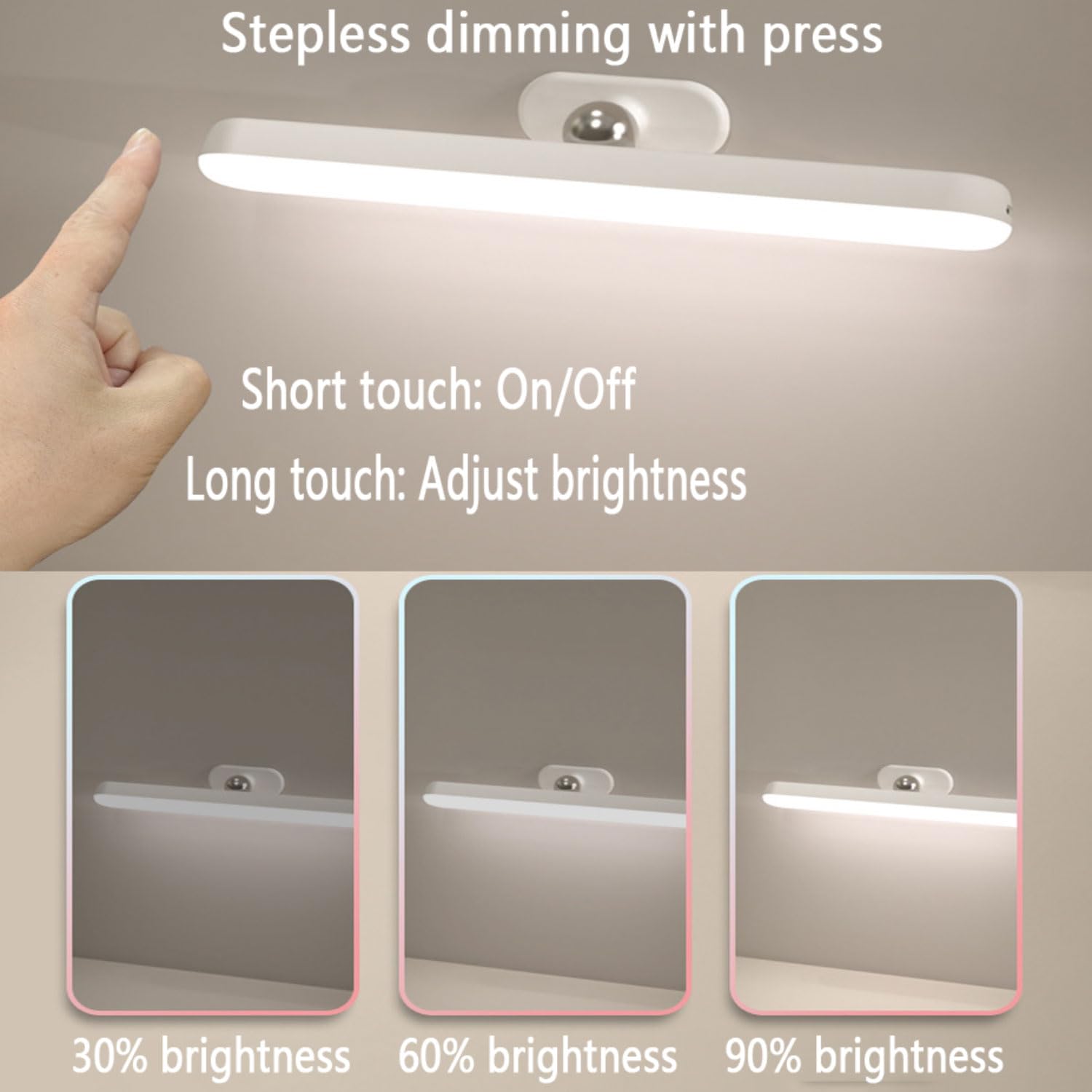Luci per Specchio da Trucco con Ricaricabile Batteria Dimmerabile Luci Specchio Make Up con Ventosa Adesiva Illuminazione Senza Fili Lampada Specchio Telecomandata Magnetica Regolabile Applique