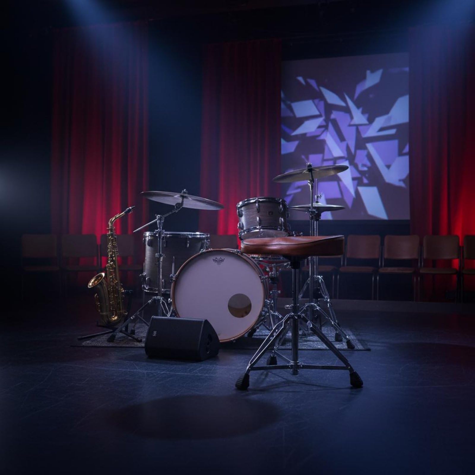 Drumhocker Sattel Drum Seat Schlagzeugstuhl Musikerhocker Hocker mit Ergonomischer Sitzform Höhenverstellbar mit Verriegelungsstift Stabiles