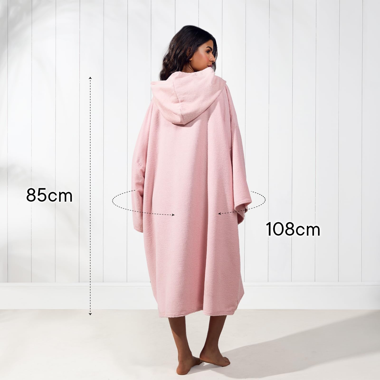 Brentfords Kapuzen Handtuch Poncho für Erwachsene, groß, zum Baden, Schwimmen, Surfen, Strand, saugfähige Mikrofaser, Damen und Mädchen, schnell trocknender Handtuch-Poncho, Blassrosa