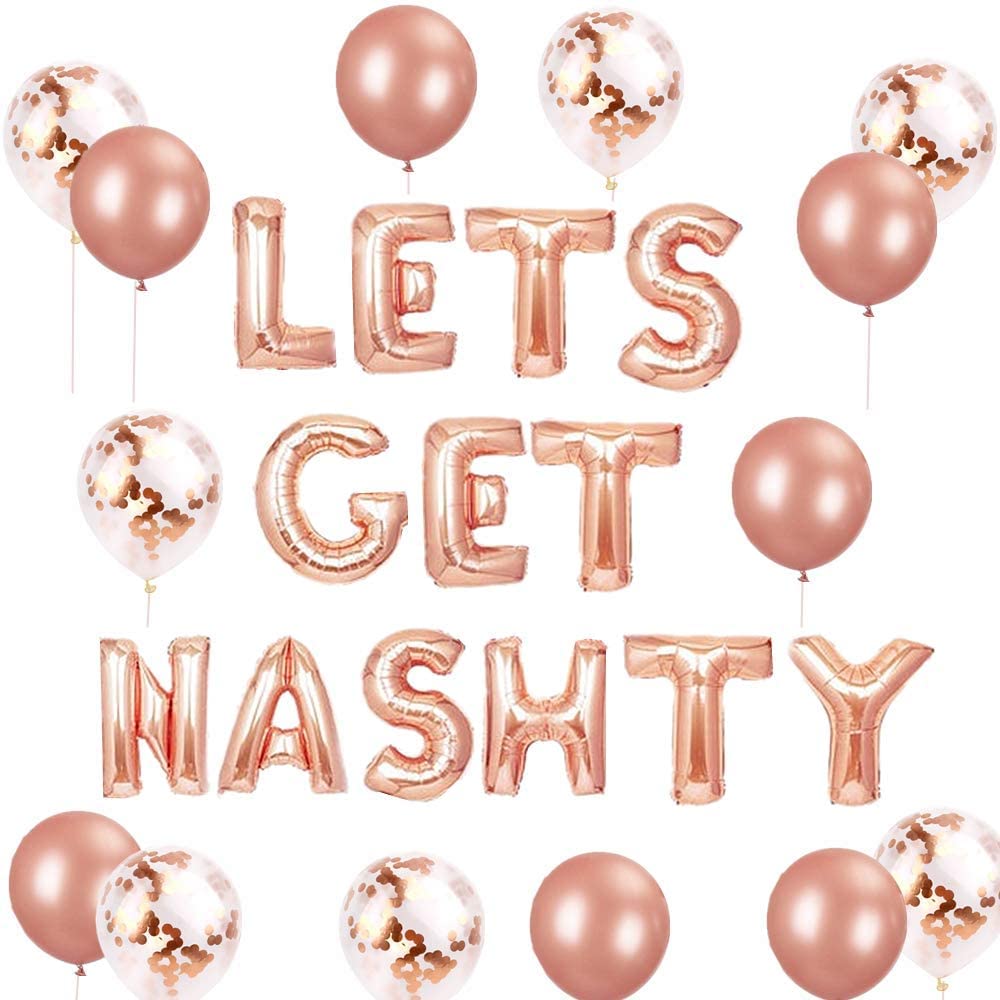 Almoda Creations Set Of 16 Inch Rose Gold Lets Get Nashty Balloons Nashville Bachelorette Party Decor Nash Bash Bachelorette Party Decorations Banner Lets Get Nashty Sign Nashville Party
