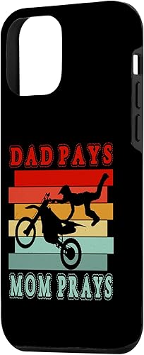 Miniatura 2 de Funda para iPhone 12 mini Motocross Retro para niños y niños, papá paga mamá reza Dirt Bike Rider