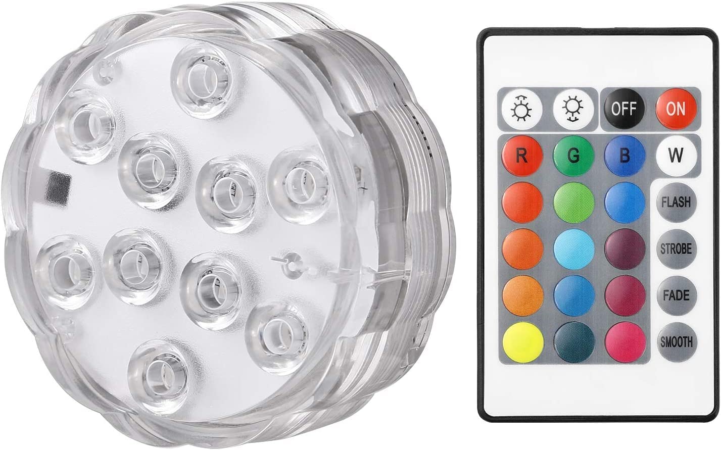 OYRIS Submersible Waterproof LED Spot Lights Battery Operated with Remote Controlled for Hot Tub, Swimming Pool, Pond, aquarium vase, underwater bath, fish tank, wedding diwali decor(16 Color, Pack-1)