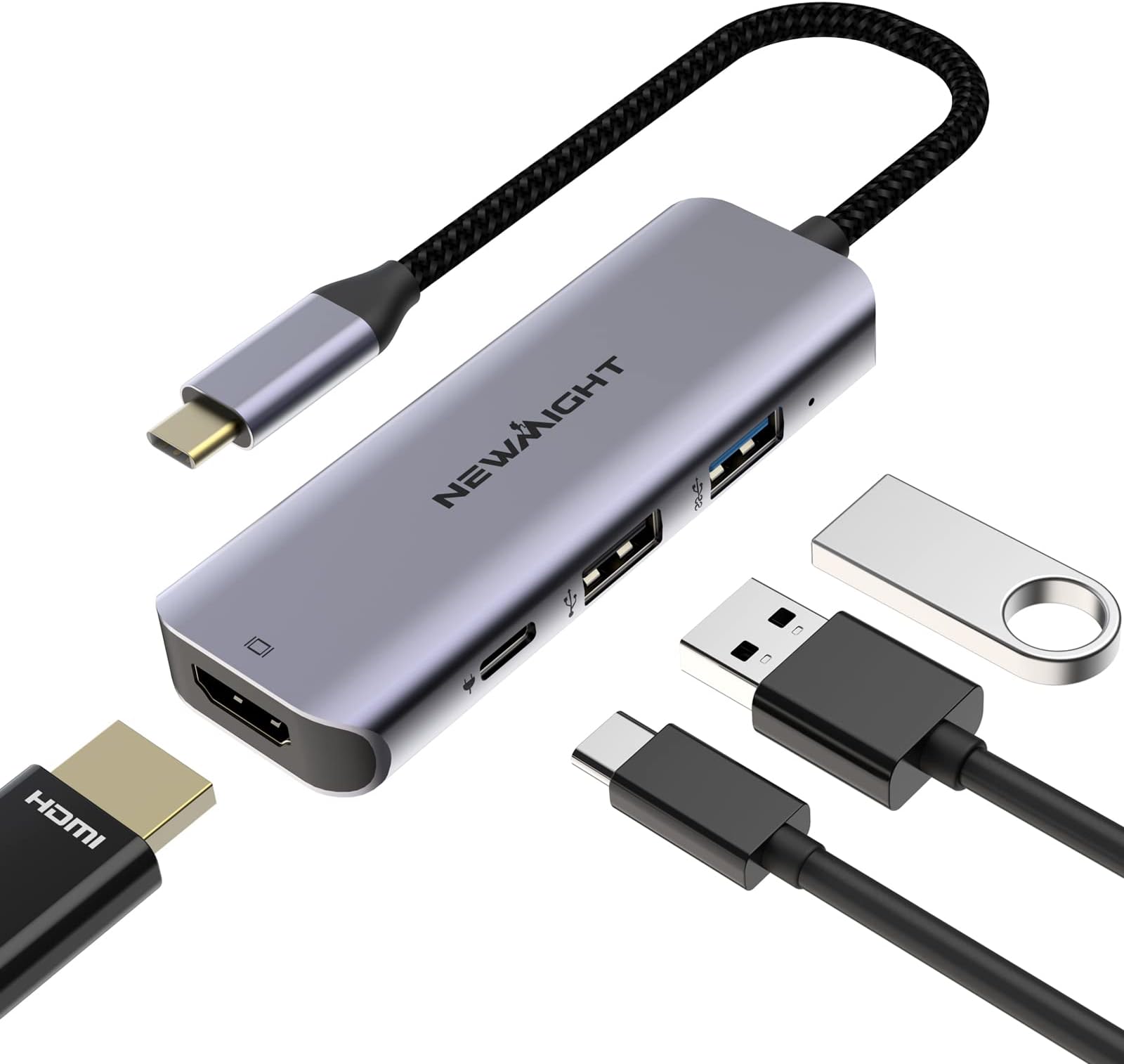 Fubiaofei USB C To HDMI Adapter - 3-in-1 Multiport With 100W Charging & USB 3.0