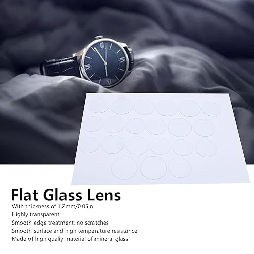 Miniatura 2 de Lentes de vidrio para reloj, 21 piezas de 1.378-1.772 in, redondas, planas, juego de lentes de cristal de cristal, grosor suave, 0.069 pulgadas,