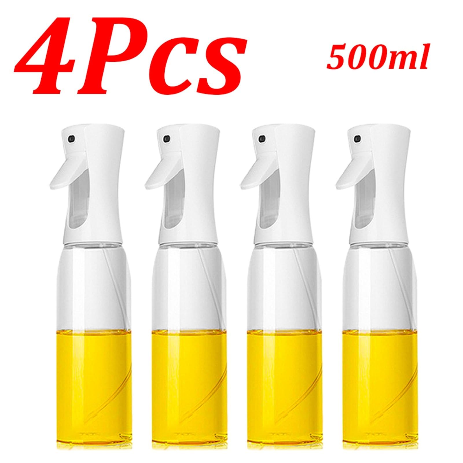 Dozownik oleju, 1-4 Szt. Butelka Z Rozpylaczem Oleju BBQ 300 Ml/500 Ml Dozownik Do Pieczenia Ocet Sos Sojowy Pojemniki do frytkownicy(4Pcs White 500ml)