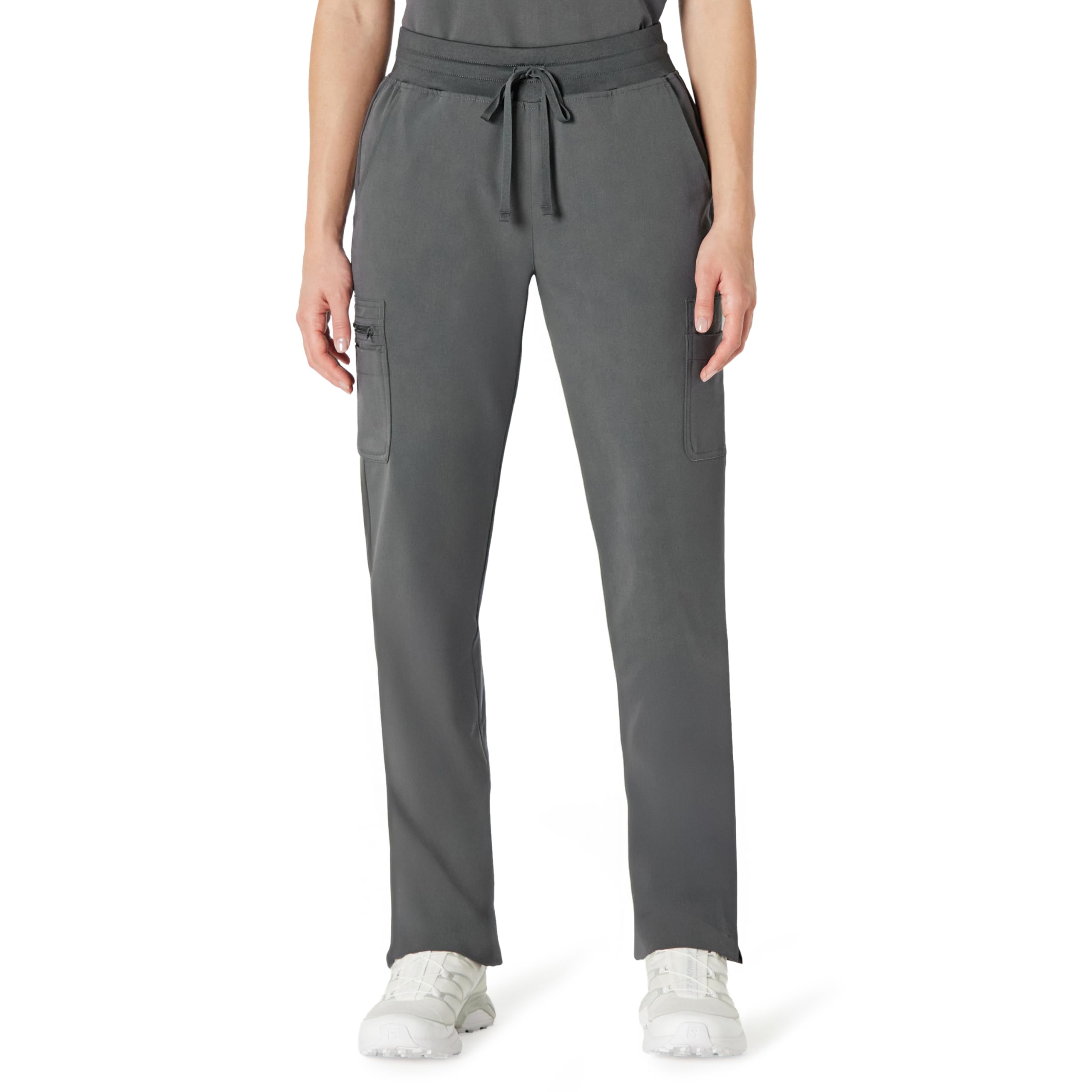 Amazon Basics Women's Scrubs Tapered-Leg Trousers Yoga Waistband, Charcoal, L