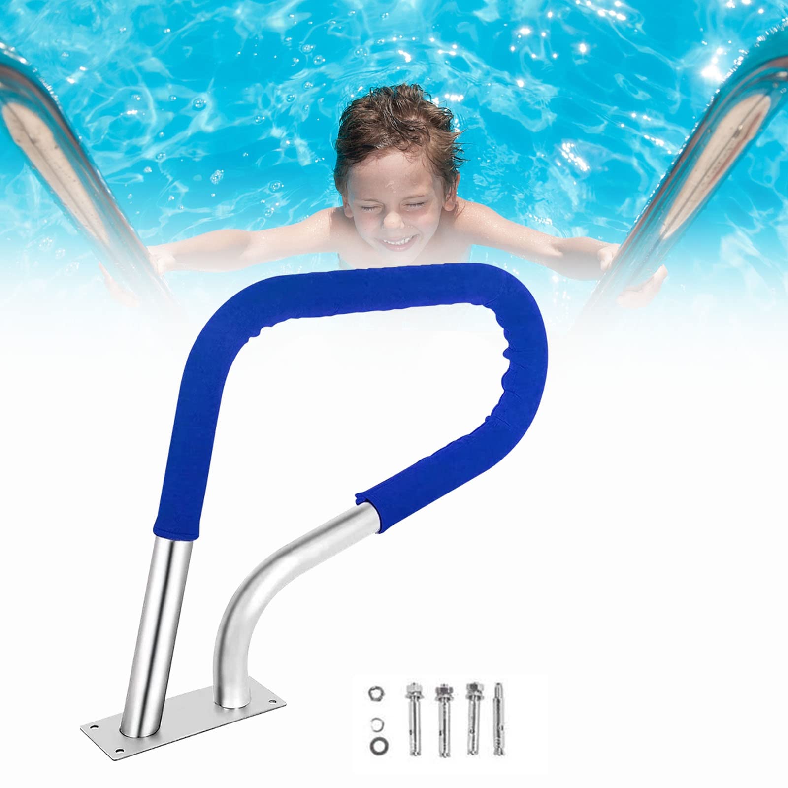 WORDFUN 1 Pieza Pasamanos De Piscina, Barandilla De Seguridad De Piscina, Pasamanos Baranda De Bajada para Piscina, Riel De Piscina, Baranda De Piscina, Antióxido, Superficie Pulida