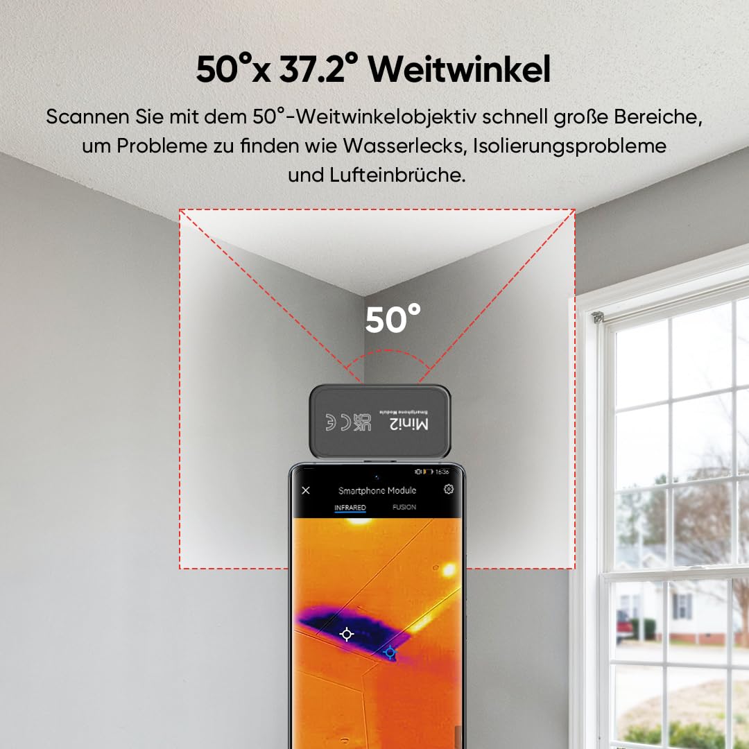 HIKMICRO Mini2 Wärmebildkamera Android, 256 x 192 IR-Auflösung, Wärmebildkamera 25 Hz Bildfrequenz, 50° Weitwinkel, Infrarotkamera 49.152 Pixel, -20°C bis 350°C, USB-C (nicht IOS kompatibel)