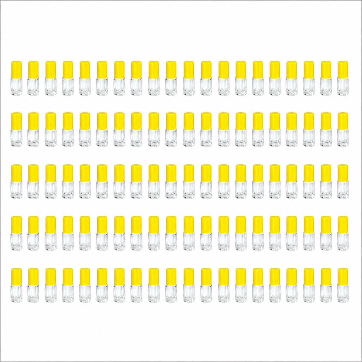 CLOAKKINGS 2ml Clear Glass Roll On Bottle Set of 100 with Yellow Cap by Riza ragrance | Refillable Mini Attar & Perfume Sample Bottle | Empty Essential Oil Roller for Travel & Cosmetics | Pack of 100-image-26