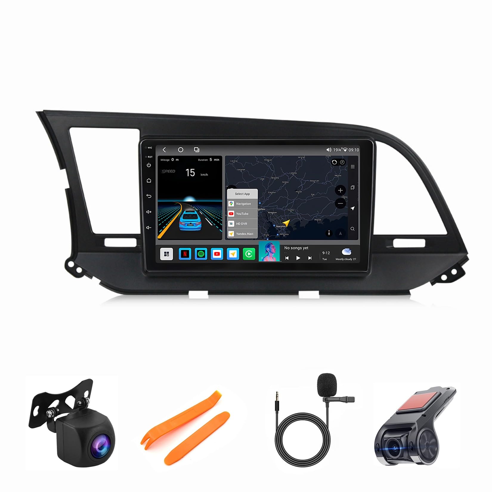 Reproductor de DVD estéreo Android 12 con GPS táctil de 10" para Hyundai Elantra