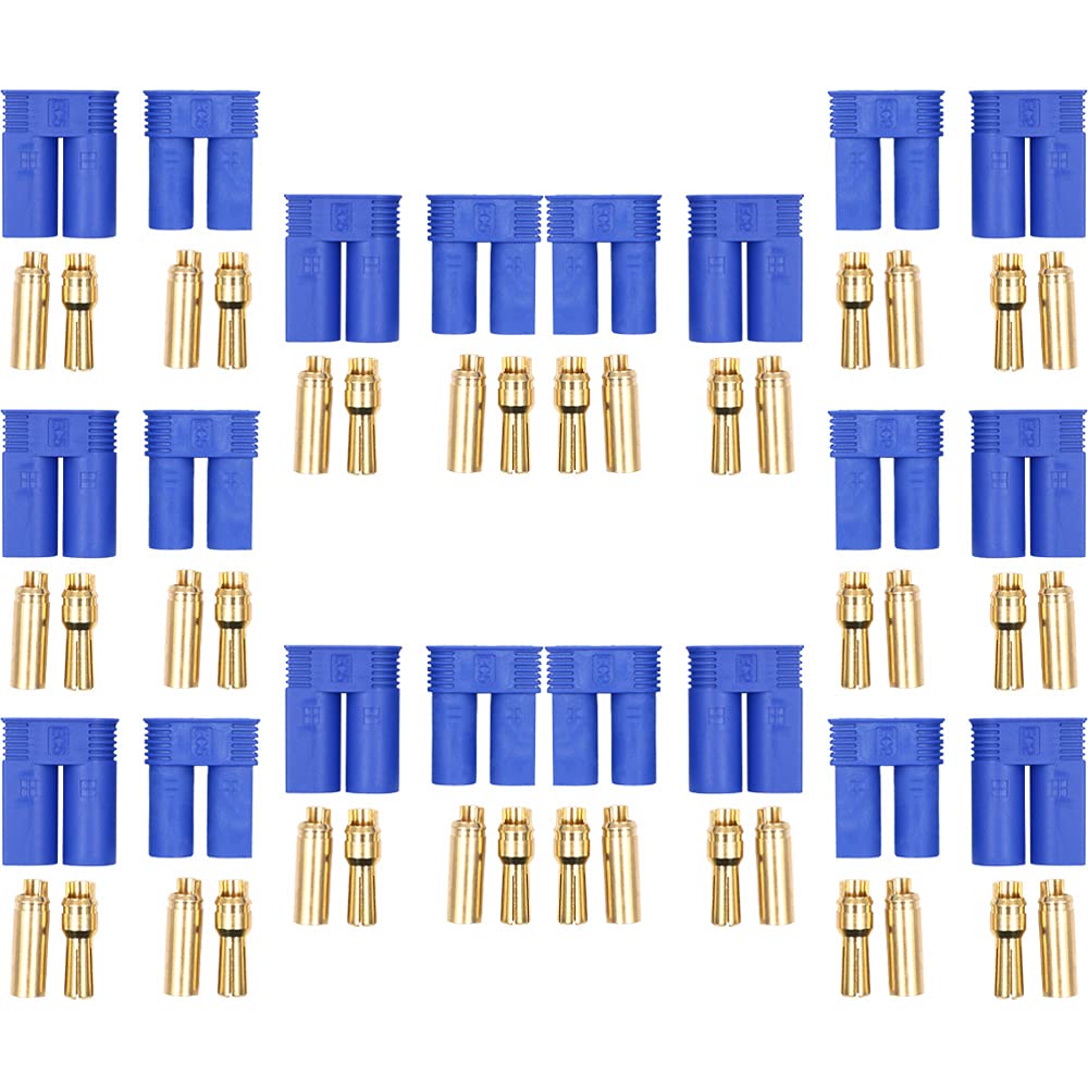 Cenpek Women's Black 10 Pairs Ec5 Bullet Banana Plug Connector Male 5Mm Bullet Gold Connector For Rc Esc Lipo Battery