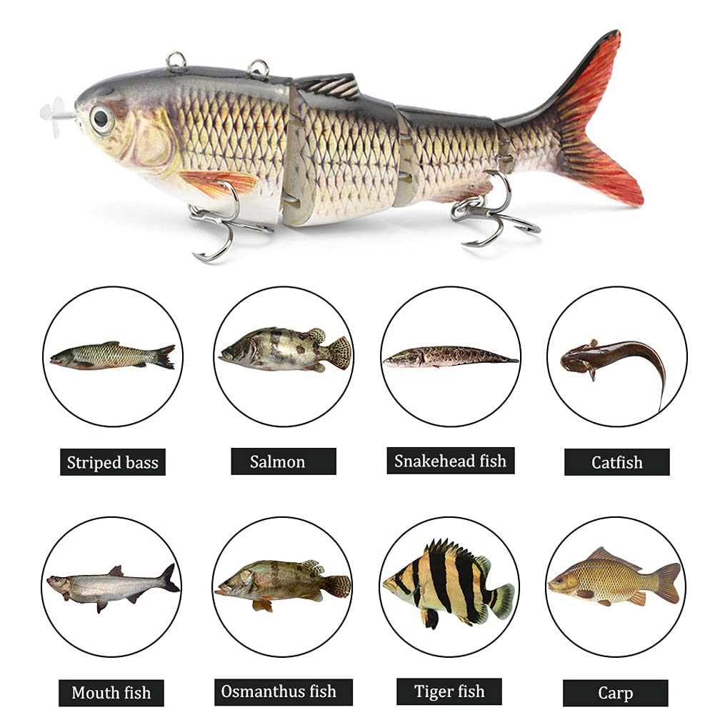 Robot elettrico Wobbler esca da pesca esca automatica a 4 segmenti for il nuoto esca for la pesca SwimbaitUSB elica esca for la pesca intelligente